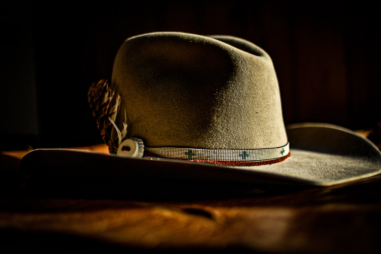 Hat Band — “Turquoise Crosses” (narrow)