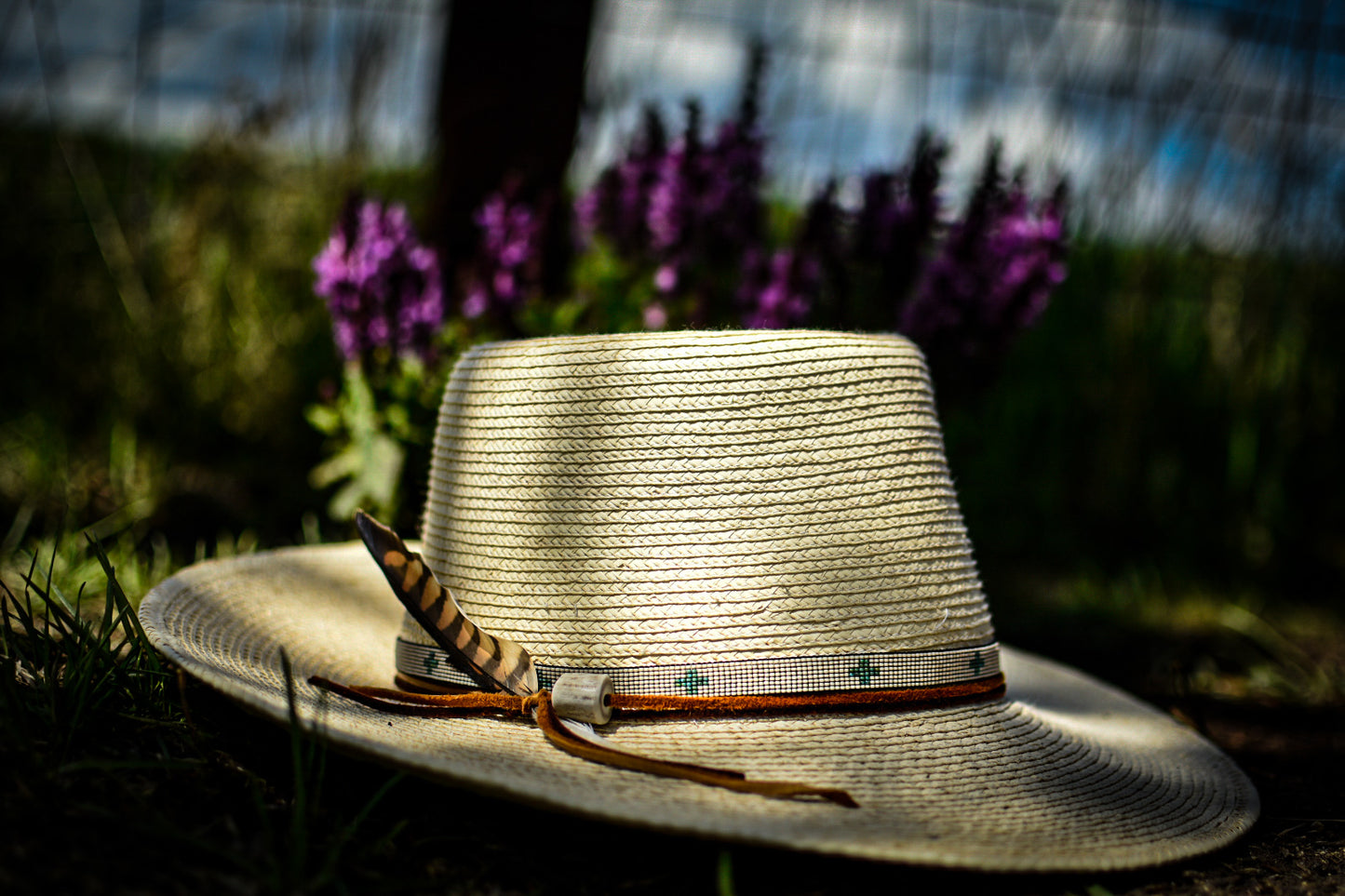 Hat Band — “Turquoise Crosses” (narrow)