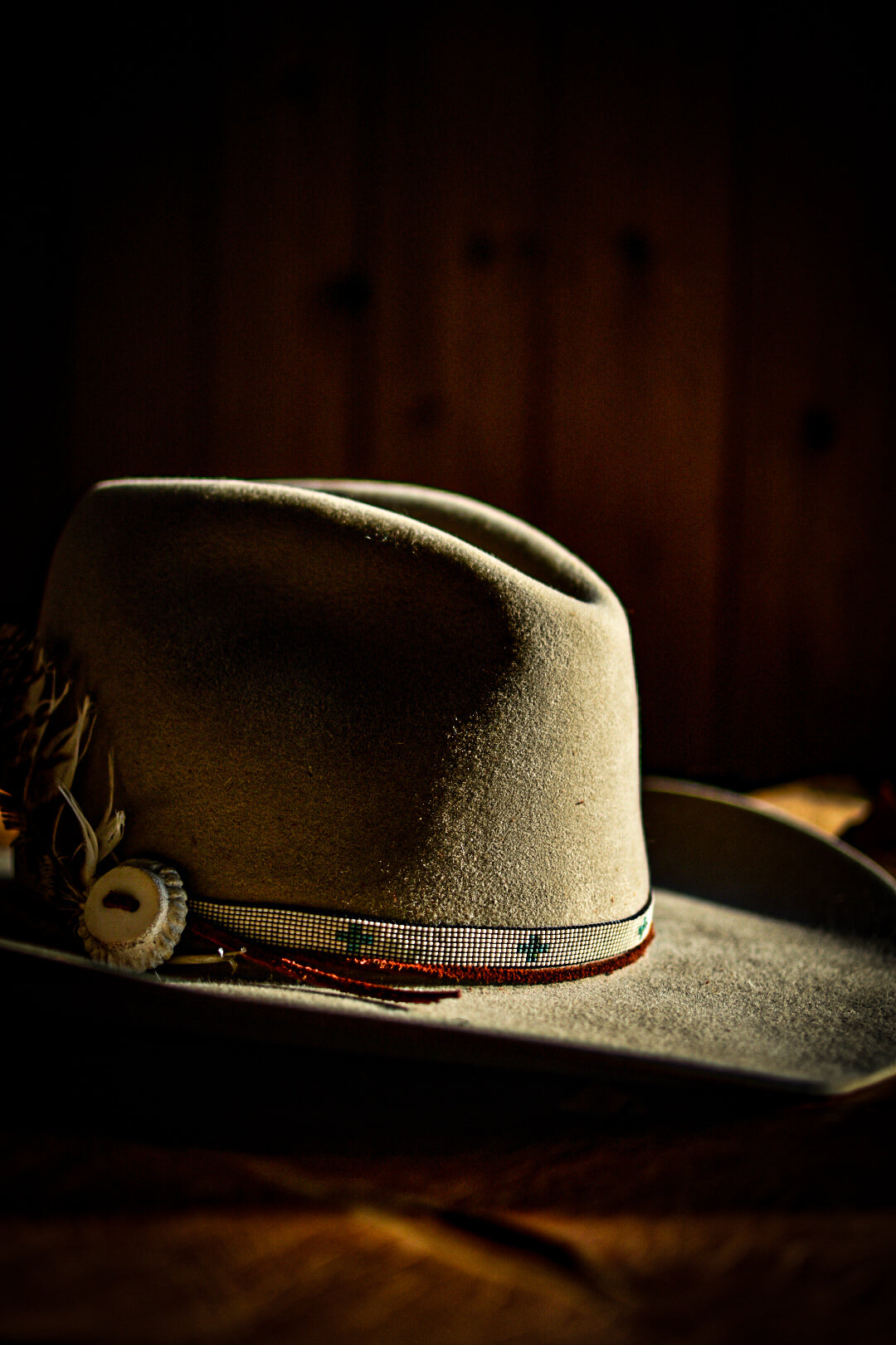 Hat Band — “Turquoise Crosses” (narrow)