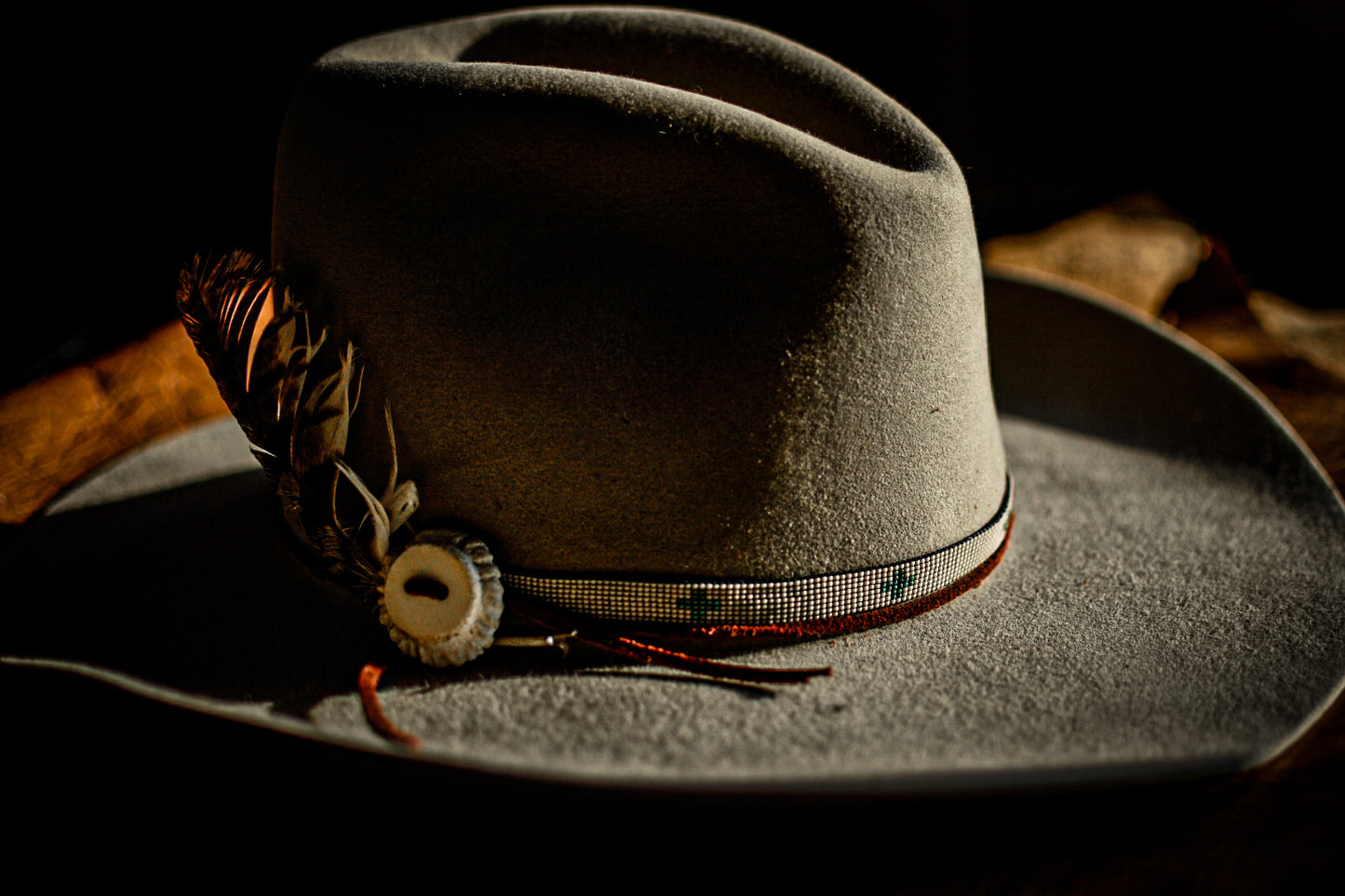 Hat Band — “Turquoise Crosses” (narrow)