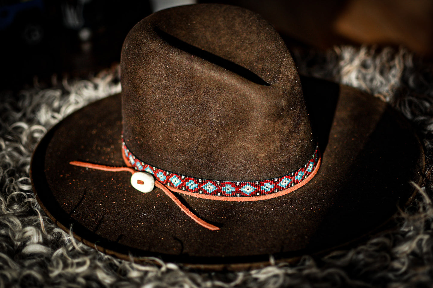 Hat Band — Made to Order— “Saddle Blanket” (narrow - red)