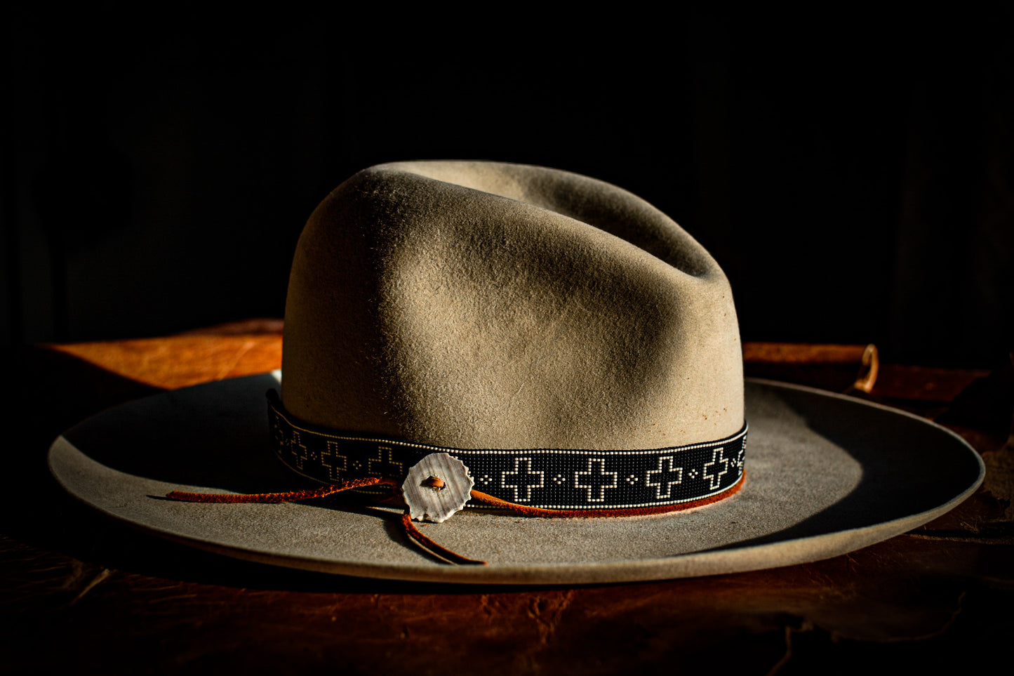 Made To Order Hat Band - "Open Cross" Black + White