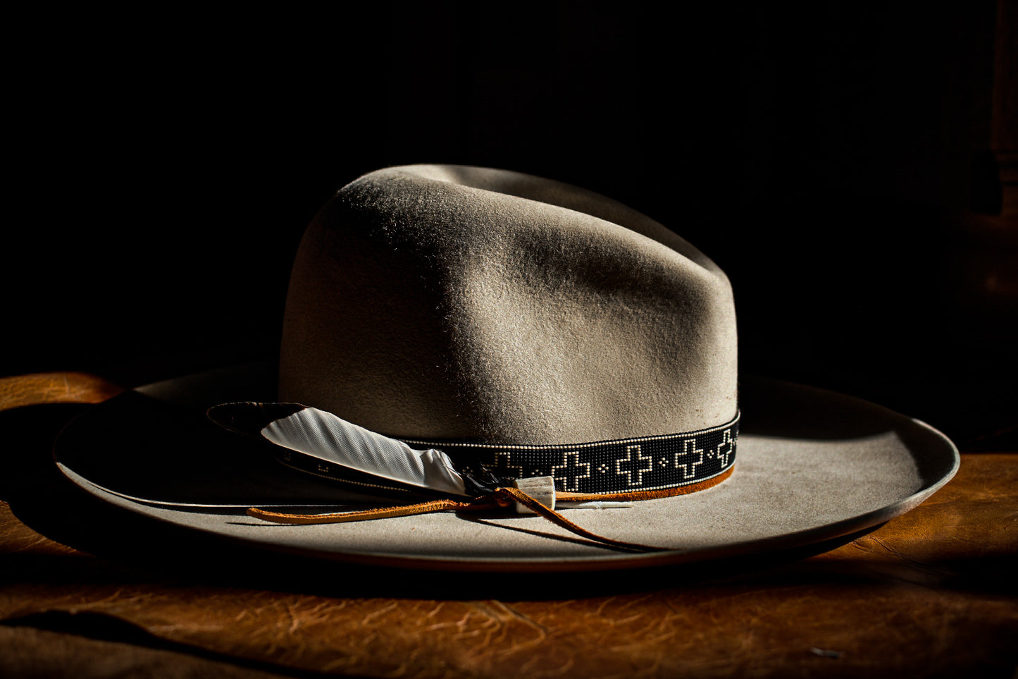 Made To Order Hat Band - "Open Cross" Black + White
