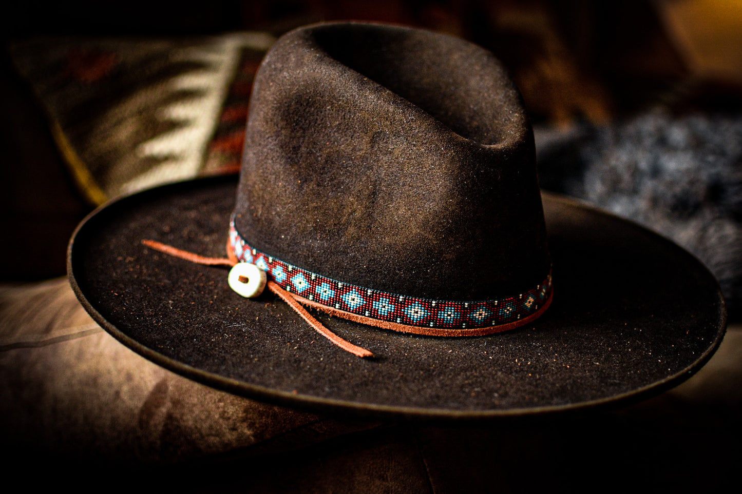 Hat Band — Made to Order— “Saddle Blanket” (narrow - red)