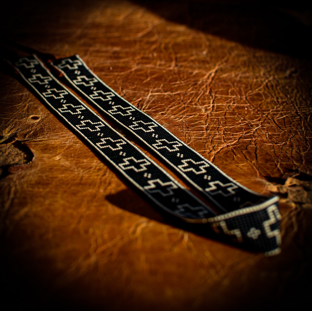 Made To Order Hat Band - "Open Cross" Black + White