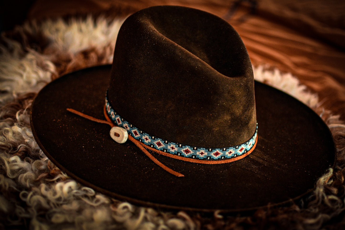 Hat Band — Made to Order — “Saddle Blanket” (narrow - blue)