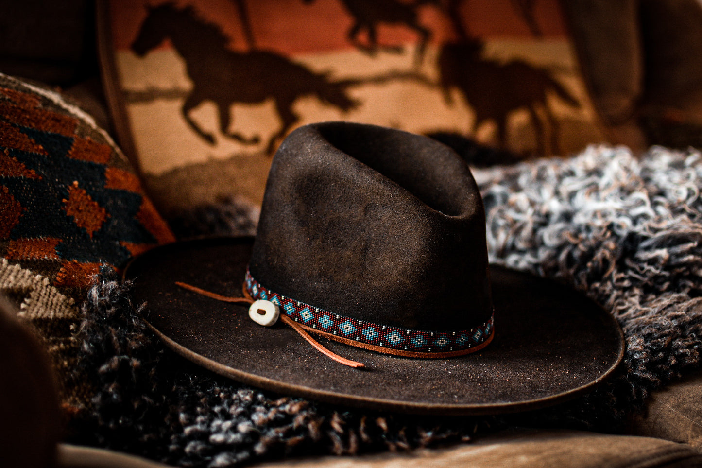 Hat Band — Made to Order— “Saddle Blanket” (narrow - red)