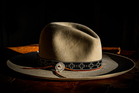 Made To Order Hat Band - "Open Cross" Black + White