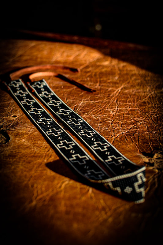 Made To Order Hat Band - "Open Cross" Black + White