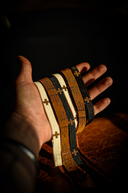 Hat Band — “Bugle Cross” - Black + Bronze