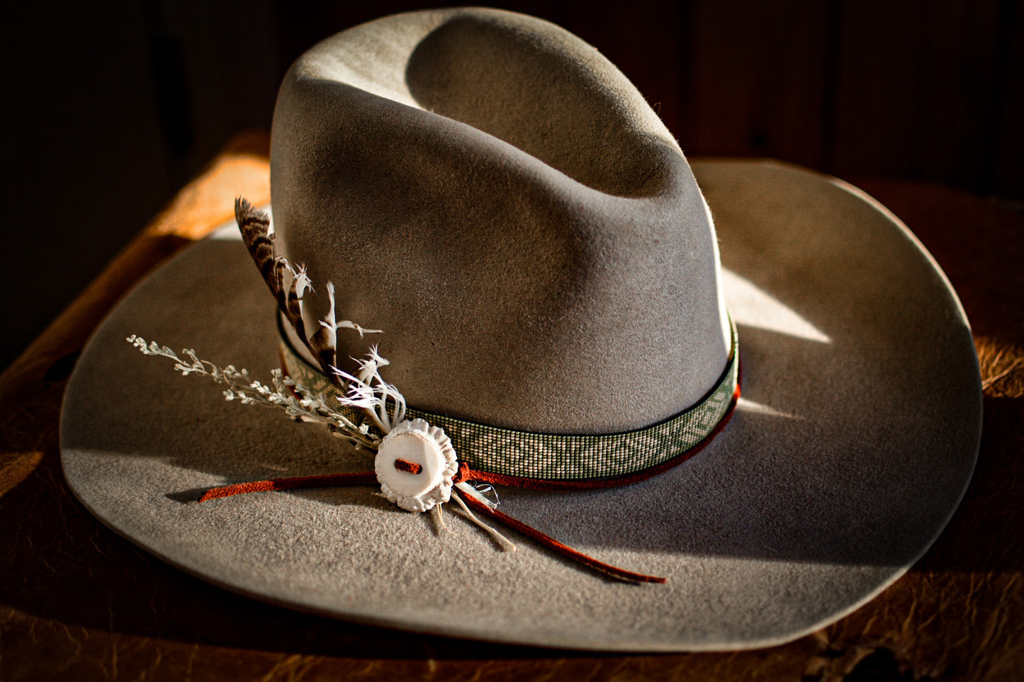 Hat Band — “Prairie Fire” in Sage